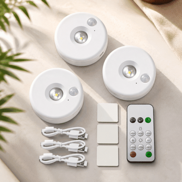 3pcs Rechargeable Cabinet Closet Motion Sensor Spot Lights